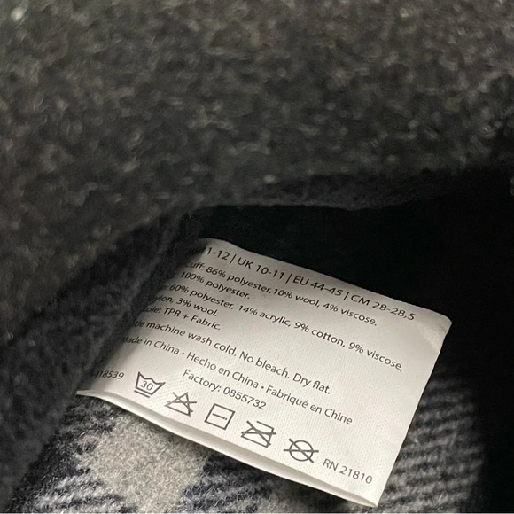 Dearfoams Men's Wool Slippers Clog Shoe L 11-12 Slip On Memory Foam Black - Picture 3 of 11